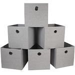 JAKAGO Foldable Storage Boxes Set of 6,Sturdy Storage Cubes 30 x 30 x 30 cm for Cube Storage Unit for Shelves, Clothes Towels Toys Organiser-Grey