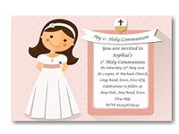 Bespoke Candy Delights Personalised Quality Girls Pink First Holy Communion Invitations- Invites With Envelopes ref CM4 (30)