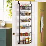 Snazzy 6-Tier Over The Door Pantry Organizer, Heavy-Duty Metal With 6 Baskets, Hanging Storage And Organization For Kitchen, Spice Rack (Black), Hanging Shelves