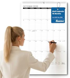 SUNEE 2026-2027 Wall Calendar Large 17"x27", 18 Month Calendar (Ends March 2028), Vertical Extra Large, Black Minimalism