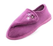 Dr Keller Womens Lightweight Faux Fur Wide Opening Touch Fasten Diabetic Orthopaedic Slippers (Purple, UK Footwear Size System, Adult, Women, Numeric, Medium, 6)