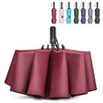 G4Free 62 Inch Large Golf Umbrella Compact Reverse Travel Umbrella 10 Ribs Windproof for Rain Double Canopy Automatic Open Close (Burgundy)