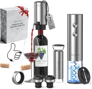 CIRCLE JOY Rechargeable Electric Wine Opener Set 8-in-1 Stainless Steel Automatic Wine Bottle Opener Gift Set w/Electric Wine Aerator Pourer, Foil Cutter, Wine Drip Ring, Vacuum Pump & 2 Wine Stoppers