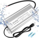 LED Driver 400W 24V Power Supply, IP67 Waterproof Low Voltage Transformer, AC 90-140V to DC 24V 16.6A Converter with 3-Prong Plug 3.3 Feet Cable for Outdoor LED Lights, Industrial, Computer