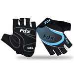 FDX Half Finger Cycling Gloves - Breathable, Gel Padded Protection, Anti-Slip - Fingerless Shock-absorbing Mitts for Mountain Bike, Road Bicycle, MTB, Riding, Men and Women (X-Large, Blue)