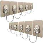 JIALTO 10 PCS Large Adhesive Hooks for Wall Heavy Duty Waterproof Wall Hooks for Hanger Hooks, Stainless Steel Towel and Coats Wall Hook to Use Inside Kitchen, Bathroom, Home and Office