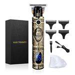 Hair Clippers for Men, Professional Electric Haircut Kit, Zero Gapped Clippers, Beard Trimmer Cordless Rechargeable T-Blade Hair clipper (Gold)