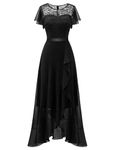 Berylove Evening Dress Long Elegant for Wedding Dress with Slit Cocktail Dress Women's Elegant with Sleeves Elastic Waist, black, Small