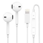 Headphones Wired for iPhone 14/13/ 12/11/ XR/XS/X/ 8/7, iPad Pro Air Mini, Earbuds Apple MFi Certified, Microphone and Volume Control, Support All iOS System, No Need Bluetooth Connect (1 Pack)