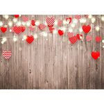 7x5ft Valentine's Backdrop for Photography Rustic Wood Red Love Heart Background for Valentine's Day Romantic Love Theme Photo Booth Backdrop Valentine Photoshoot Backdrop