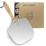 LKE Pizza Peel Aluminum Metal Pizza Paddle with Foldable Wood Handle Easy Storage Pizza Shovel 12 inch for Baking Homemade Pizza