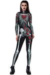 Honeystore Women's Skeleton Halloween Costume Catsuit Bodysuit Cosplay Jumpsuits BAX008 S