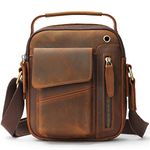 BAIGIO Men's Leather Shoulder Bag Small Men Cross Body Bag Vintage Sling Crossbody Bag for Hanging Mens Handbag Satchel Bag Classic Casual Top Handle Bag for Business Work Travel