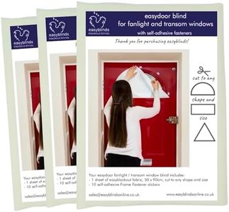 Easyblinds Easydoor transom window/fanlight blind, PACK OF 3, cream, quick fix instant blind, self-adhesive attachments, cut to size and shape as required