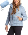 Jessica Simpson Women's Winter Jacket - Packable Quilted Puffer Jacket - Heavyweight Insulated Outerwear Parka Coat (S-XL), Dusty Blue, Medium