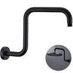 Matte Black Gooseneck Shower Arm, S Shaped Shower Head Extension Pipe, 13 Inch Shower Height Extender for Tall People, Rain Shower Arm with Flange, Long Shower Head Riser, Easy to Install