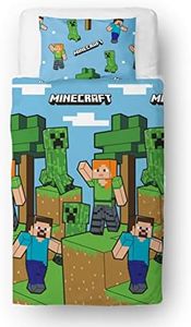 Minecraft Epic Single Duvet Cover Set - Rotary Design - Blue/Green