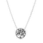 Pandora Moments Women's Sterling Silver Sparkling Family Tree Cubic Zirconia Pendant Necklace, 45cm, No Box