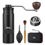 Bincoo Manual Coffee Grinder, Intuitive Numerical External Adjustable Setting, Double Bearing Positioning,Hand Coffee Bean Grinder with Stainless Steel Conical Burr for Espresso,Drip Coffee (Black)