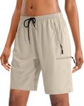 SANTINY Women's 5''/ 7''/9'' Hiking Cargo Shorts Quick Dry Lightweight Summer Shorts for Women Athletic Golf Zipper Pockets(Khaki_S)