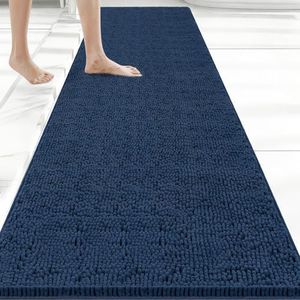 Bcoimo 70"×24" Absorbent Bath Mat, Non-Slip with Backing Chenille Bath Rug and Machine Washable Bathroom Mat Quick-Dry Design. Ideal for Bathroom and Tub Areas