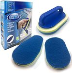 Bathroom Cleaning Sponge with Handle, Scourers Sponge Kit with 2 Oval-Shaped Cleaning Sponges, 1 Corner Sponge Scourer and 1 Detachable Sponge Handle, Scrubbing Sponge for Kitchen, Tiles or Bathtub