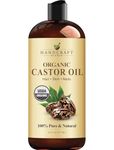 Handcraft Blends Organic Castor Oil 473 ml | 100% Pure and Natural | Premium Grade Carrier Oil | Hair, Eyelashes and Eyebrows | Hair and Body | Expeller-Pressed | Hexane-Free