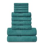 Lions Towels Family Bale Set - 10 Piece 100% Egyptian Cotton, 4x Face 4x Hand 2x Bath Towel, Premium Quality Highly Water Absorbent Bathroom Accessories, Machine Washable, Teal, 544760