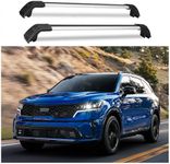 2Pcs Lockable Roof Rail Rack Cross Bar Aluminum Crossbar Compatible with Kia Sorento 2021-2024, Silver+Black