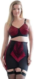 Rago 1294 | Open Bottom Girdle Extra Firm Shaping | Sizes M–8X | Zipper + Hook Closure | Classic Vintage Control | USA MADE | Red/Black XL/32