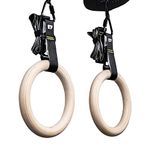 Duonamic Wooden Rings | Portable Exercise System Works with Duonamic Eleviia Pull Up Bar | Most User-Friendly Adjustable Straps | Exercise Core, Chest, Back, Triceps and Much More