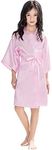 Shanghai Story Girls' Satin Kimono Solid Robe for Cosplay Party Wedding Birthday Pink Size 6