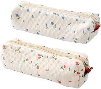 SHIDESHIN Cute Floral Pencil Case Holder Pens Pouch Bag, 2 Pack Portable Storage Case Bags Cosmetic Organization for Women(Pink and Blue)