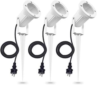 linovum CARI Outdoor Spotlight with Ground Spike White with Socket for 1x GU10 - IP65 Spotlight with Power Cable 2 m Schuko Pack of 3