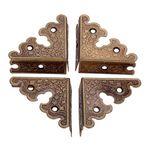 dophee 4Pcs Decorative Corner Protectors, Retro Style Edge Safety Guards Covers for Picture Frame Album Jewelry Box Gift Box Wooden Case Chest Tables Cabinet Furniture, 1.34"x1.34"-Antique Bronze