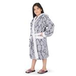 Rangoli 100% Cotton Jacquard Kids Bathrobe For Girls and Boys 400 GSM | Ultra Soft Plush Hooded Bathrobe with 2 Pockets & Adjustable Belt | Gown Bathrobe for Kids 11-12 Years, Navy Blue