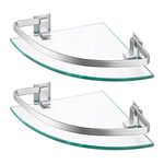 KES Corner Shelf Bathroom Shelf Glass Floating Corner Shower Shelf Shower Caddy Basket Storage Hanging Organizer 8MM Tempered Glass Wall Mount 2-Pack, A4120A-P2