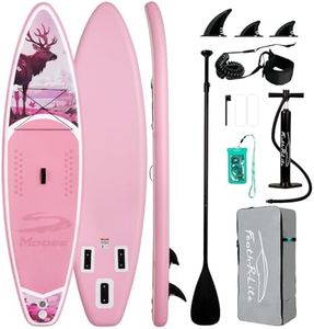 FEATH-R-LITE Inflatable Paddle Board Stand Up Paddleboards for Adults SUP with Premium Accessories Pump, Adjustable Paddle, Leash, Three Fins, Backpack (Blush Moose)