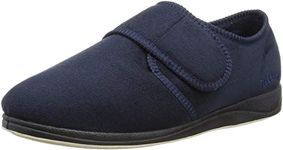 Padders Charles Wide Fitting Mens Memory Foam Slippers - Navy - UK8