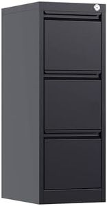 Aobabo 3 Drawer Home & Office Steel File Cabinet, Vertical Filing Storage, 15", Black