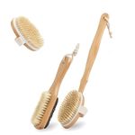 Amzgear Body Brush for Wet and Dry Brushing Gentle Exfoliating for Glowing Skin-Get Rid of Your Cellulite and Dry Skin, Gentle Massage Nodes, Loofah for women Long Wooden Handle (Detatchable)