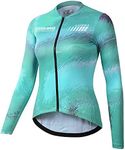 CATENA Women's Cycling Jersey Long Sleeve Breathable Bike Shirt Bicycle Clothing Quick Dry Womens Summer Tops Rainbow Aurora, Mint Green, Medium