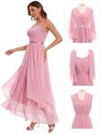 HomRain Women Pink Bridemaid for Wedding Guest Prom V-Neck Empire Line Infinity Transform Dress, Blush L