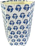 Fern Trail 3.3 Gallon Waste Basket | Small Decorative Block Printed Trash Can | Living Room, Bedroom, Bathroom | Eco Friendly and Plastic Free