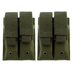 Fippy 2PCS Pistol Mag Pouch, Double Pistol Magazine Pouch 600D Nylon Fabric Tactical Magazine Pouch Holder, Army Green