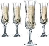 TIENER Elegant and Stylish Vintage Design Wine Glass | Long Champagne Wine Glass with Elegant Flutes Stem (155 ml, Set of 6)