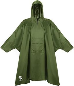 SaphiRose Unisex Rain Poncho Waterproof Raincoat Jacket for Adults Men Women with Long Sleeves, Green /Long Sleeves