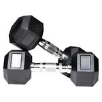 Kore DM-HEXA-10KG Combo16 (Rubber Coated Dumbbell, Fixed, Black)