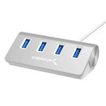 SABRENT Premium 4 Port Aluminum USB 3.0 Hub (30" Cable) for iMac, MacBook, MacBook Pro, MacBook Air, Mac Mini, or Any PC [Silver] (HB-MAC3)