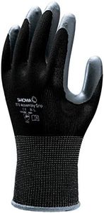Showa 370 Black Nitrile Palm Coated Work Gloves,6/Small, Black